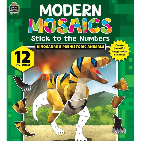 Teacher Created Resources Dinosaurs and Prehistoric Animals Modern Mosaics Stick to The Numbers, 9" x 10"