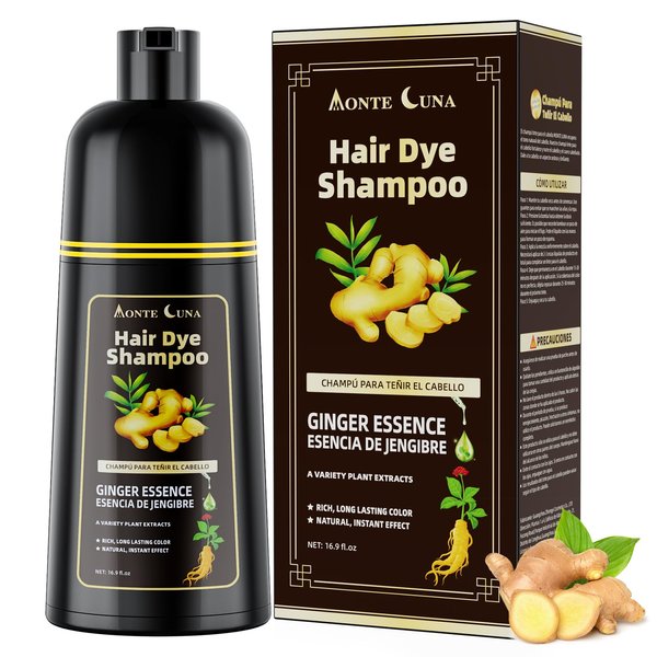 Hair Dye Shampoo 3 in 1, Natural Hair Dye Semi Permanent Hair Color, Gray Hair Cover Up, Ginger Essence shampoo for Color Treated Hair for Women and Men (500ml)