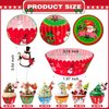 Christmas Cupcake Liners with Toppers Picks, Standard Wrappers Cupcake Disposable Baking Cups Muffin Liners for Xmas Holiday Party Favors, Party Decorations for Christmas Baking Supplies