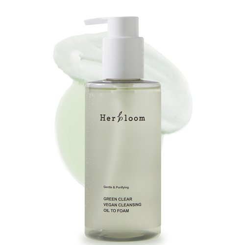 herbloom Green Clear Vegan Cleansing Oil to Foam - Korean Cleanser, pH Balanced Mild Foam Cleanser, Oil Based Cleanser, Sulfate Free, Vegan Skincare - 6.76 fl.oz.