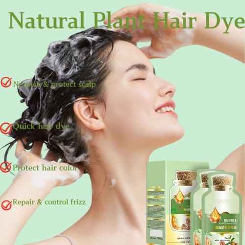 Bubble Plant Hair Dye,New Botanical Bubble Hair Dye Hair Dye Shampoo for Women Men 20ml 10Packs/Box(Natural Black)