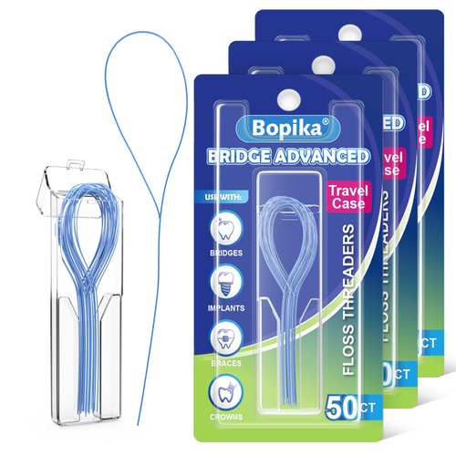 Bopika Floss Threaders Dental Floss for Braces, Bridges, and Implants 150 Count