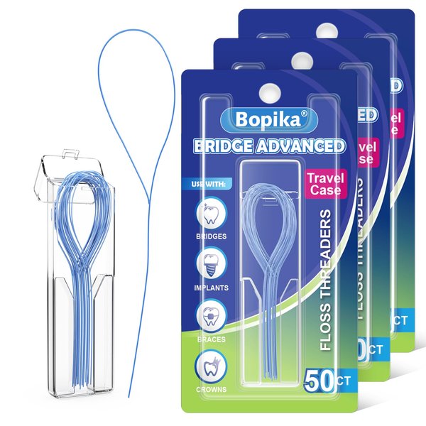 Bopika Floss Threaders Dental Floss for Braces, Bridges, and Implants 150 Count