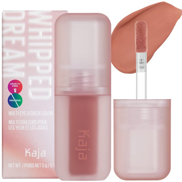 Kaja Multi-purpose Liquid Eyeshadow & Blush - Whipped Dream | with Cotton Seed Oil, 4 Shades, Buildable, Blendable, Airy Semi-matte Finish, 01 Coral Souffle, 0.17 Oz