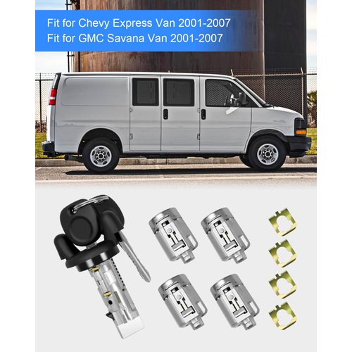 Ignition Switch Lock Cylinder and Door Lock Cylinder with Keys Fits for Chevy Express Van GMC Savana Van 2001 2002 2003 2004 2005 2006 2007 Replace 704600 706591