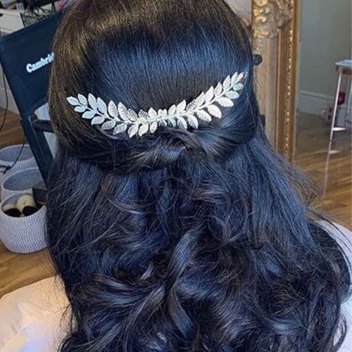 Iaceble Vintage Leaf Hair Comb Barrette Silver Leaves Hair Clips Laurel Leaf Hair Comb Metal Hair Piece Greek Goddess Hair Comb Accessories for Women and Girl Gifts for her (Silver)