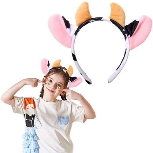 Totelux Milk Cow Headband Cute Cow Print Hair Band Cow Ears Hair Accessories for Women Adult Animal Cosplay Costume Festive Party Supplies