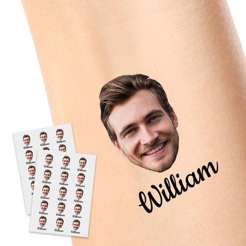 Funstudio Custom Temporary Tattoos with Face Name Make Your Own Temporary Tattoos for Adults Women Men Personalized Tattoos for Birthday Wedding Bachelorette Party,1 Set of 15 Pieces