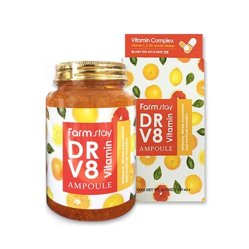 Farmstay All in One Dr-V8 Vitamin Ampoule - Multi Vitamin Ampoule - Vitamin C, E, B5, B3 + CE - Must Have Korean Skin Care Ampoule for Anti-aging and Brightening