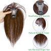 Bangs Hair Clip, Clip in Bangs Hair Toppers for Women 100% Real Human Hair, Clip on Bangs 360° 3D Cover Wispy Fake Clip in Hair Extensions for Women Daily (Mocha Brown, 3D 7 * 9 French Bangs)