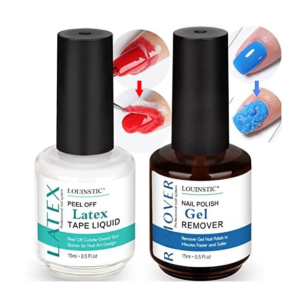 Gel Nail Polish Remover Kit, Powerful and Professional Gel Polish Remover Kit Contains Latex Tape for Nails,Quickly Removes Shellac in 2-4 Minutes,No added Acetone
