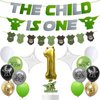 WalMor The Child Is One Birthday Decor Kit, 1st Baby Yoda Decorations, Star Themed Wars Shower Party Supplies Set (WM-TZ1)