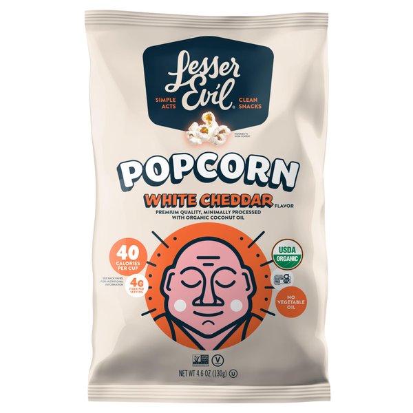 LesserEvil No Cheese Cheesiness Organic Popcorn, Premium Quality, Minimally Processed, No Vegetable Oil, 4.6 Oz
