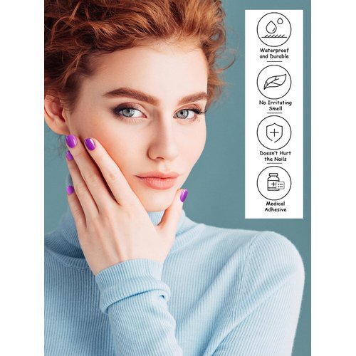 Kalolary Purple Gel Nail Wrap Strips, Purple Mirror Full Nail Wrap Gel Nail Art Polish Sticker Long-Lasting Gel Nail Wrap with Nail File and Stick（UV/LED Lamp Required）