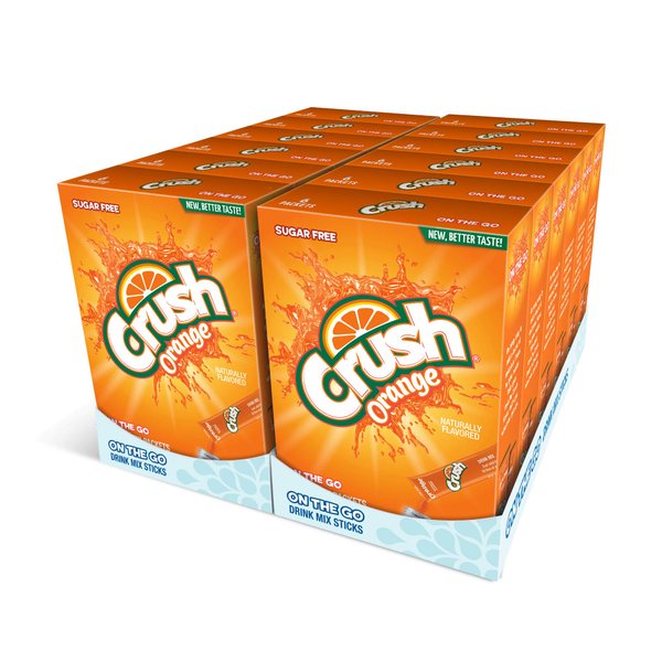 Crush, Orange – Powder Drink Mix - (12 boxes, 72 sticks) – Sugar Free & Delicious, Makes 72 flavored water beverages (Pack Of 12)