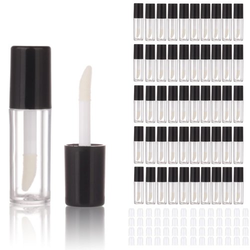 COSIDEA 52pcs Empty Black 0.8ml mini lip gloss tubes Sample size lipgloss containers for sample sack lip oil DIY
