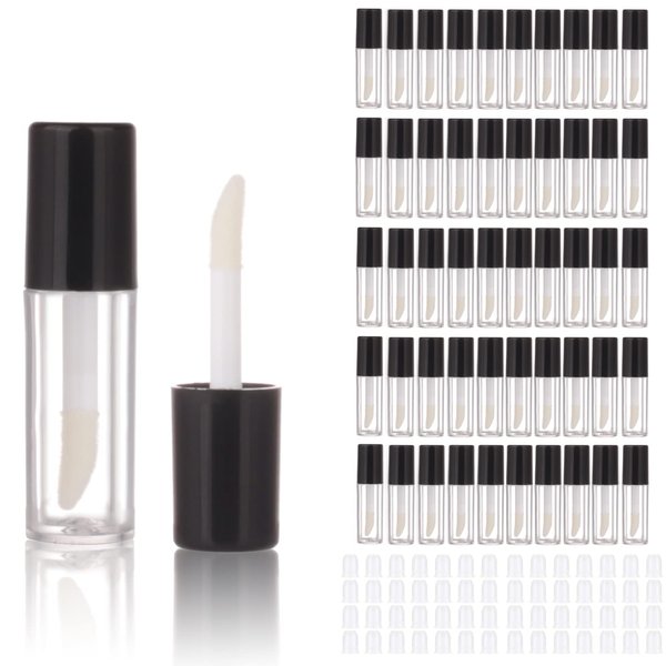 COSIDEA 52pcs Empty Black 0.8ml mini lip gloss tubes Sample size lipgloss containers for sample sack lip oil DIY
