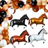 100 Pieces Horse Balloons Cowboy Party Decorations 40 Inches Horse Shaped Aluminum Foil Balloon Latex Balloons Horse Themed Garland Arch Kit for Birthday Baby Shower (Brown,Cowboy)