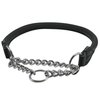 Rolled Genuine Leather Martingale Dog Collar Choker Black 7 Sizes (#6 - Neck Circumf.15.5"-17.5")