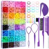 32 Colors Small Hair Rubber Bands with 16 Hair Styling Tools, 2000 Pcs Elastic Girl Baby Hair Ties Mini Hair Bands with Hair Elastic Cutter Hair Accessories Xmas Gifts for Girls Baby Toddlers Kids