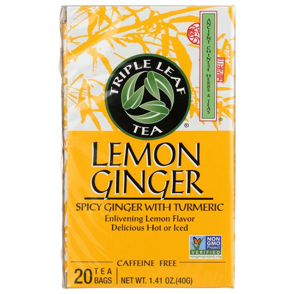 Triple Leaf Tea Ginger Tea-Bags, Lemon, 20 Count