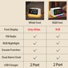 JALL Digital Alarm Clock with FM Radio for Bedroom, 8 Colors Night Light with Charging Port, Sleep Sound Machines with Timer, Dual Alarm (White with White Font)