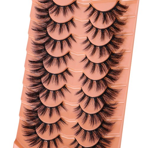 Josiezoey Fluffy Fox Eye Lashes Natural Look 9 Pairs Cat Eye Lashes Wispy Mink Lashes Pack Russian Strip Lashes D Curl Fake Eyelashes Pestañas Postizas Naturales