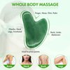 Poleview Jade Roller & Gua Sha Set, 100% Natural Facial Roller and Body Massage Skin Care Tools for Beauty, Increase Blood Circulation, Lymphatic Drainage & Reduce Wrinkles and Puffiness - Dark Green