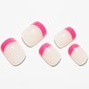 GLAMERMAID Press on Nails Short Squoval,Hot Pink French Tips False Nails with Design,24 Pcs Extra Short Glue on Nails UV Glossy Reusable Acrylic Stick on Nails for Women Girls Gift