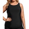 Holipick High Neck Tankini Top Bathing Suit Tops for Women Tummy Control Tank Tops Swimsuits Black L