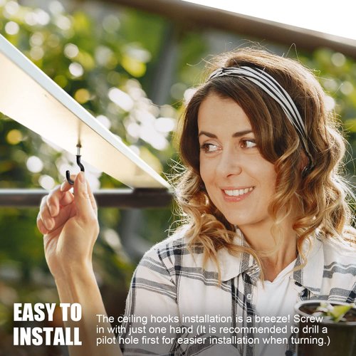 Argojolo Ceiling Hooks – Vinyl Coated Screw Hooks – 1-1/2 Inches Cup Hooks – Screw-in Hooks – 20 Pack – Black