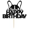 Ferastar Happy Birthday Dog Cake Topper, Dog Birthday Theme Picks for Pet Party Decorations Supplies Black Glitter.