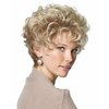 GNIMEGIL Old Lady Wig Blonde Hair Short Curly Wigs Natural Mommy Wig with Bangs for Women Heat Resistant Synthetic Cosplay Wig Halloween Costume for Women