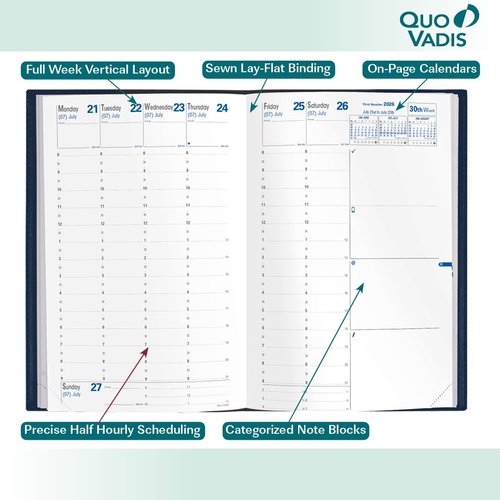 Quo Vadis 2026 Refill for Minister - Weekly/Monthly Planner - 12 Months, Jan. to Dec. - 6 1/4 x 9 3/8" - Time Management Appointment Organizer