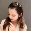 papasgix Pearl Hair Claw Clips, Bow Claw Clips, Butterfly Hair Clips, Small Gold Metal Claw Clips, Hair Accessory for Women Girls (2Pearl+2Rhinestone)