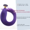 Nano Ring Hair Extensions Human Hair Keratin Cold Fusion Nano Tip Micro Nano Beads Link Thick Hair Balayage Highlight Ombre Real Remy Hair 1g/s (16inch50gr50s, Purple)