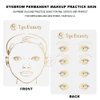 TgoBeauty Full Face Permanent Makeup Practice Skin Silicone White Eyebrow Practice Pad with Golden Design for Brow Lip Makeup (1pc White Skin)