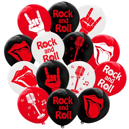 60PCS Rock and Roll Latex Balloons Decorations -80s 90s Party Supplies Musician Guitar Rap Birthday Baby Shower Party Favors