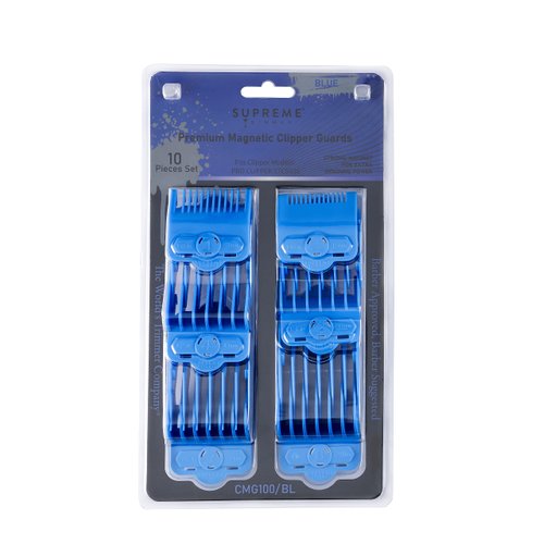 Supreme Trimmer Magnetic Guide Combs for Clippers | CMG100 Hair Clipper Guards, 10 Cutting Lengths | Blue