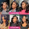 Caijuxing 13x6 Body Wave Bob Wig Human Hair 16 Inch HD Lace Frontal Bob Wigs Human Hair Free Part 180% Density Loose Wavy Bob Lace Front Wigs Human Hair for Black Women Natural Black