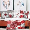 COMMINY Red Grey Pillow Covers 18x18 Set of 6 Decorative Burgundy Daisy Throw Pillow Cover for Couch Modern Farmhouse Cushion Pillow Case for Living Room Outdoor Patio Home Decor