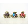 small mini metal leaf shaped jeweled antique style bronze hair claw clip (Primary color: Brown)