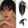 Bangs Hair Clip, Clip in Bangs Hair Toppers for Women 100% Real Human Hair, Clip on Bangs 360° 3D Cover Wispy Fake Clip in Hair Extensions for Women Daily (Natural Black, 3D 7 * 9 French Bangs)