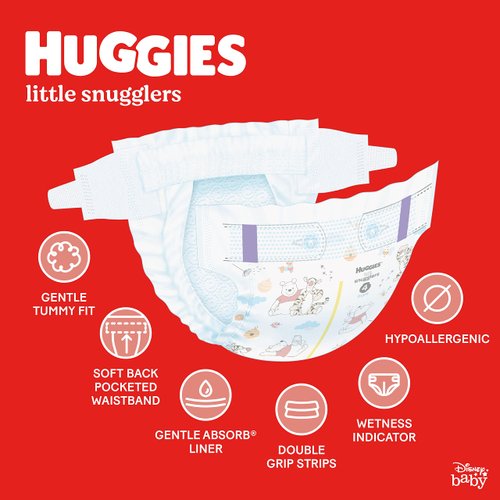 HUGGIES Little Snugglers Baby Diapers, Size Preemie, 30 Count, Convenience Pack (Packaging May Vary)
