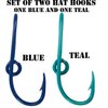Custom Colored Eagle Claw Hat Fish Hooks for Cap -Set of Two Hat pins- One Blue and One Teal Hat Hook Money/Tie Clasp