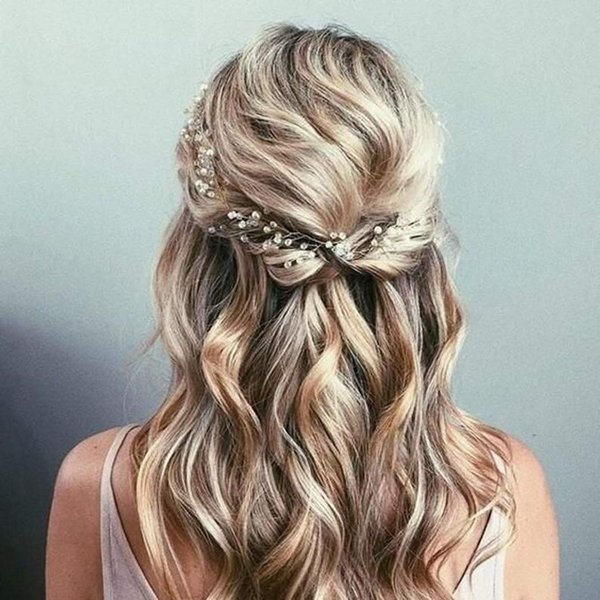 JAKAWIN Bride Wedding Hair Vine Flower Hair Piece Silver Bridal Headpiece Accessories for Women HV067
