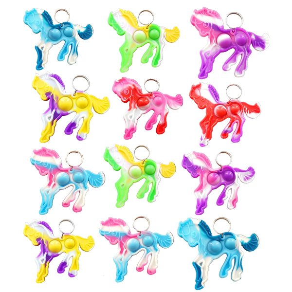 Roaqua 20 Packs Small Horse Mini Pop Fidget, Autism Sensory Birthday Birthday Party Favors Gift for School Classroom, Adult and Kids