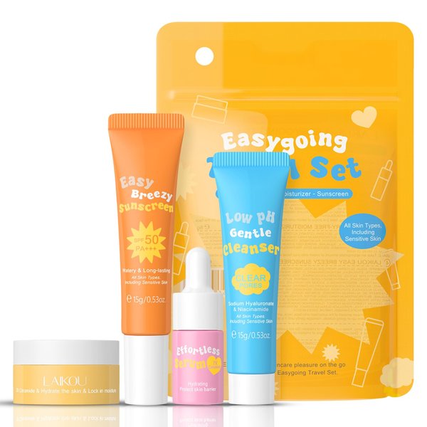 Ceramide Skincare Set丨Travel Friendly Face Routine Set for Women and Teenage Girls丨Beauty Gift Sets Skin Care Set丨Anti-Aging Skin Care Kit for Women with Cleanser, Serum, Sunscreen and Cream 4pcs