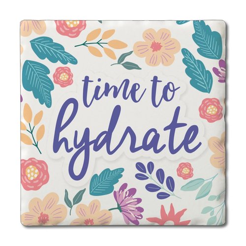 Absorbent Stone Tumbled Tile Coasters, Hydrate, Set of 4
