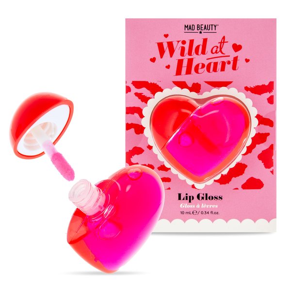 MAD Beauty Wild at Heart Lip Gloss | Shimmering Heart-Shaped Packaging | Wild Cherry Scent | Cruelty-Free | Gift for Beauty Lovers